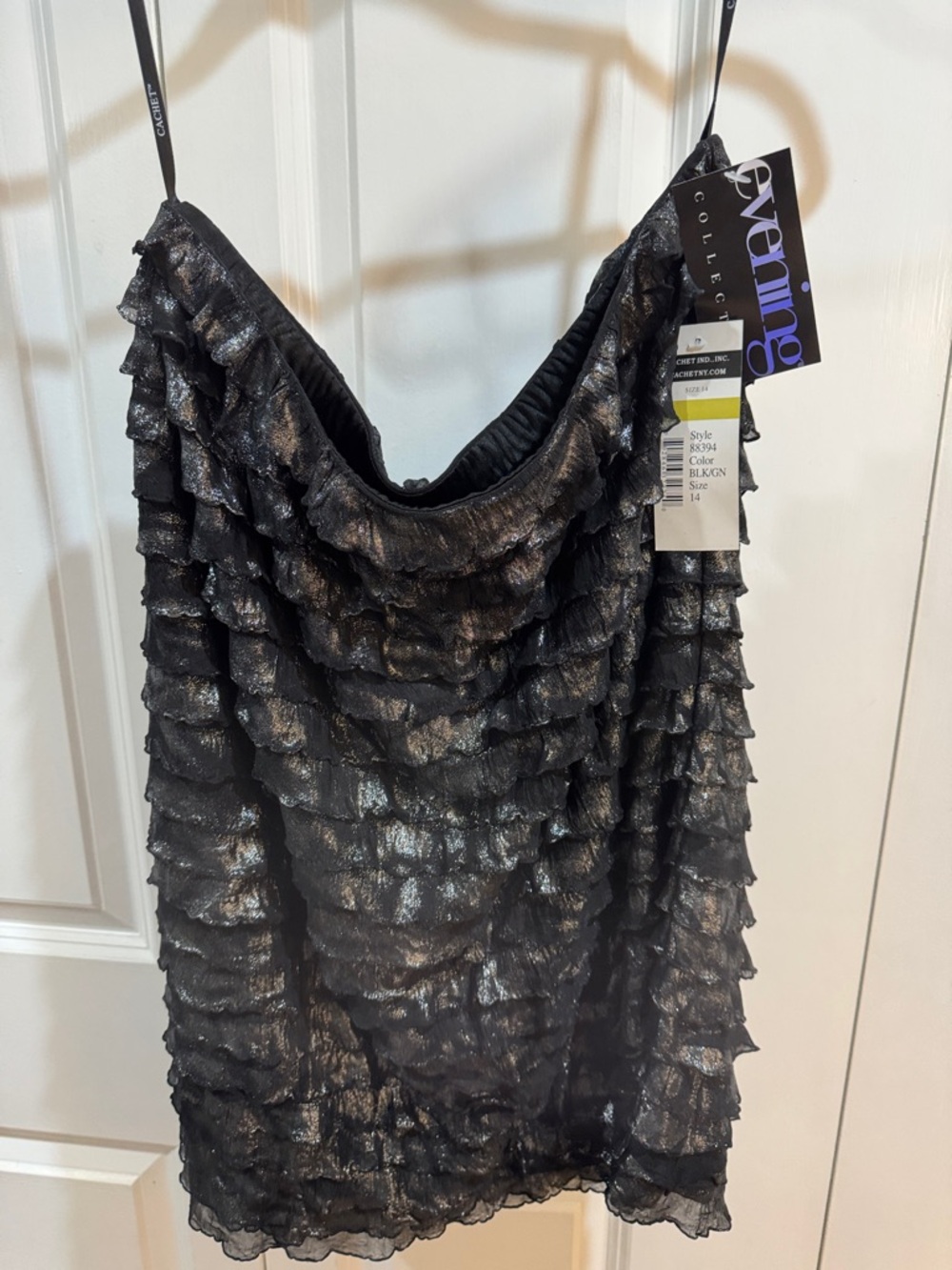NWT Tiered Elegant skirt Black with silver ruffles Plus Size